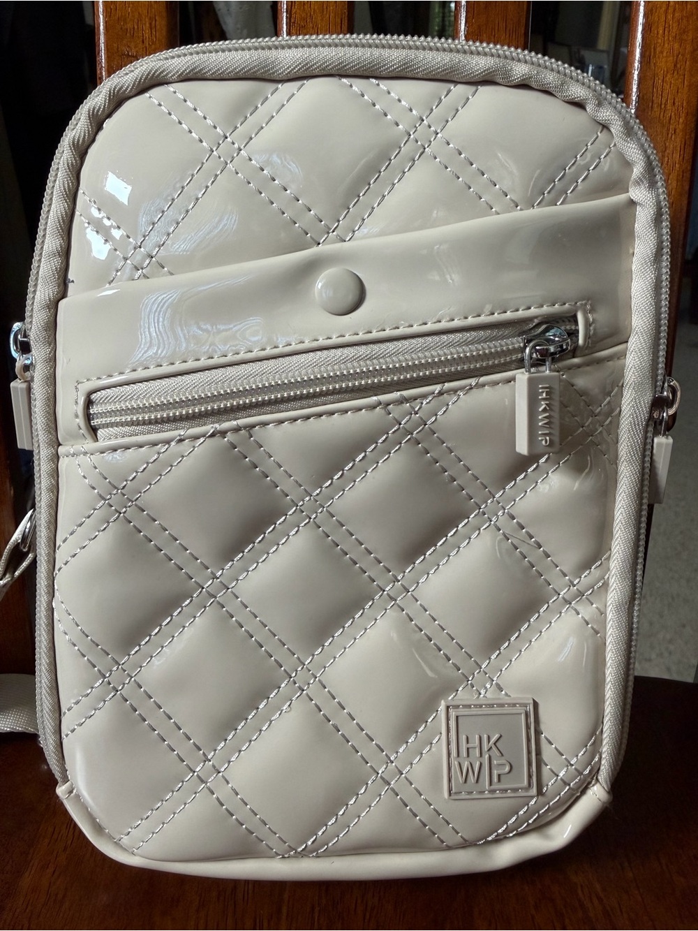 IHKWIP Ivory Patent Quilted Crossbody Bag & Matching Wallet Set - Picture 3 of 16